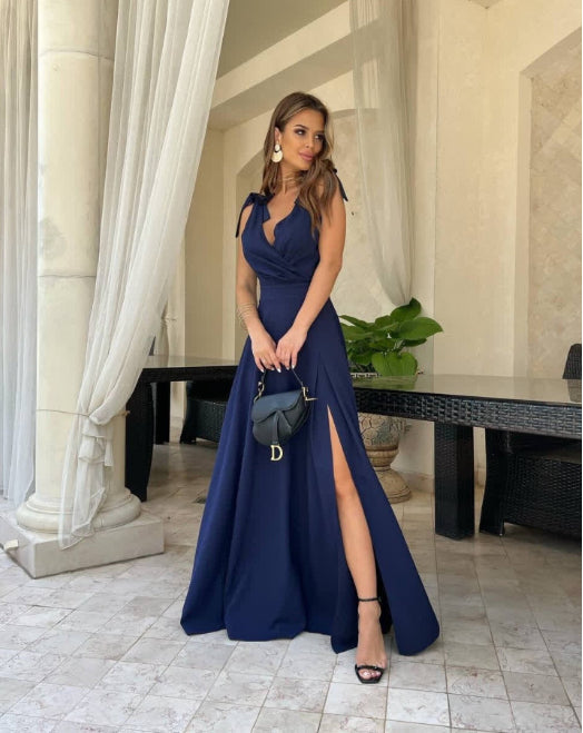 Sexy V-Neck Evening Dress with Side Slit