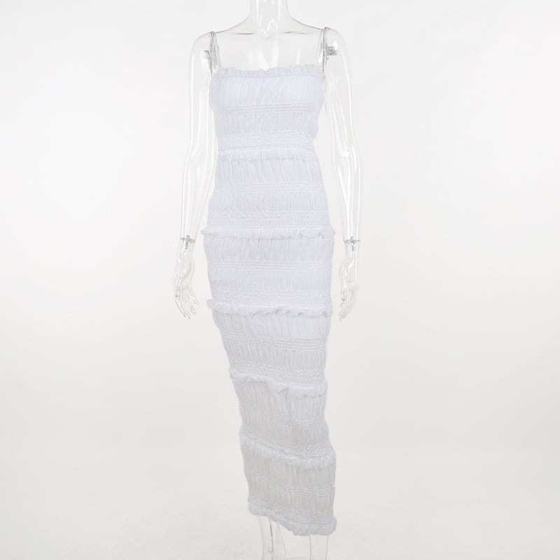 Textured Ruffle Sleeveless Dress
