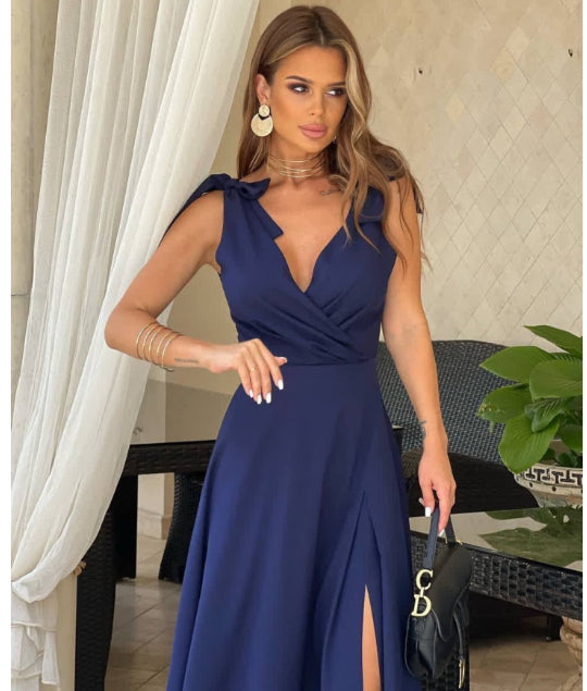 Sexy V-Neck Evening Dress with Side Slit