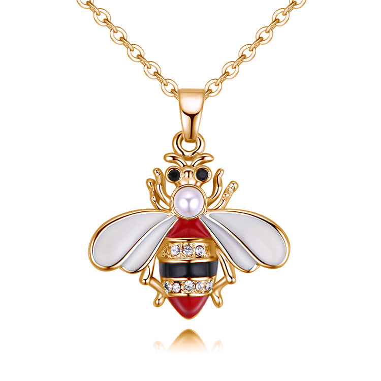 Korean Bee & Pearl Drop Necklace