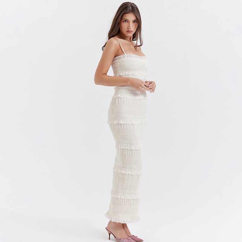 Textured Ruffle Sleeveless Dress