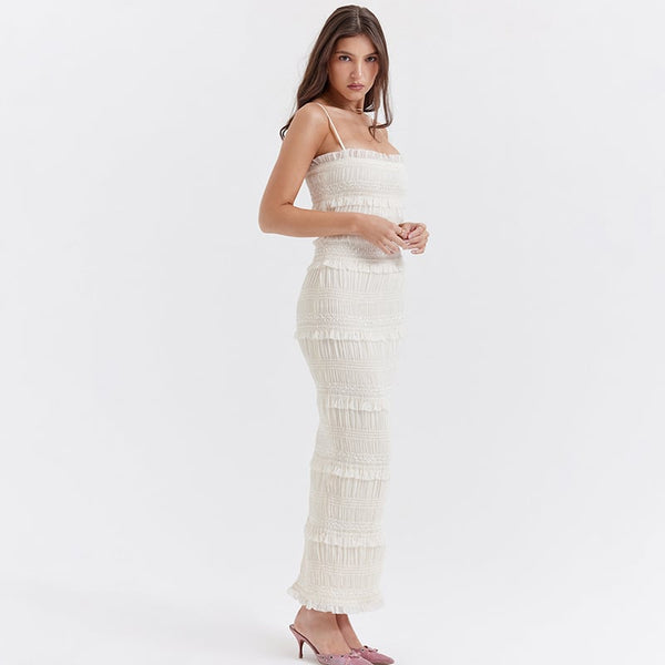Textured Ruffle Sleeveless Dress