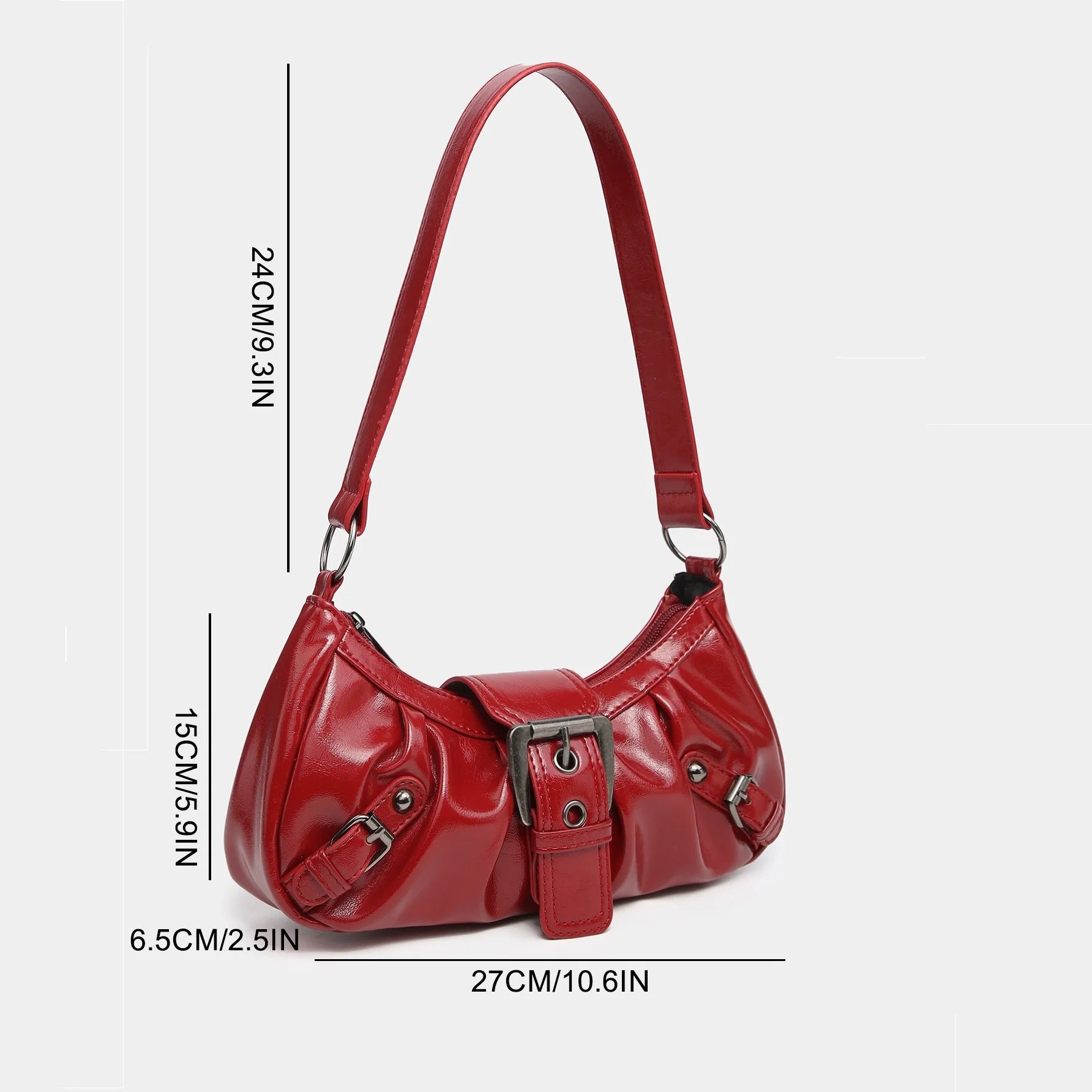 Vintage-Inspired Shoulder Bag with Buckle
