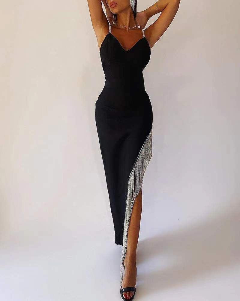 V-Neck Fringe Dress for Women
