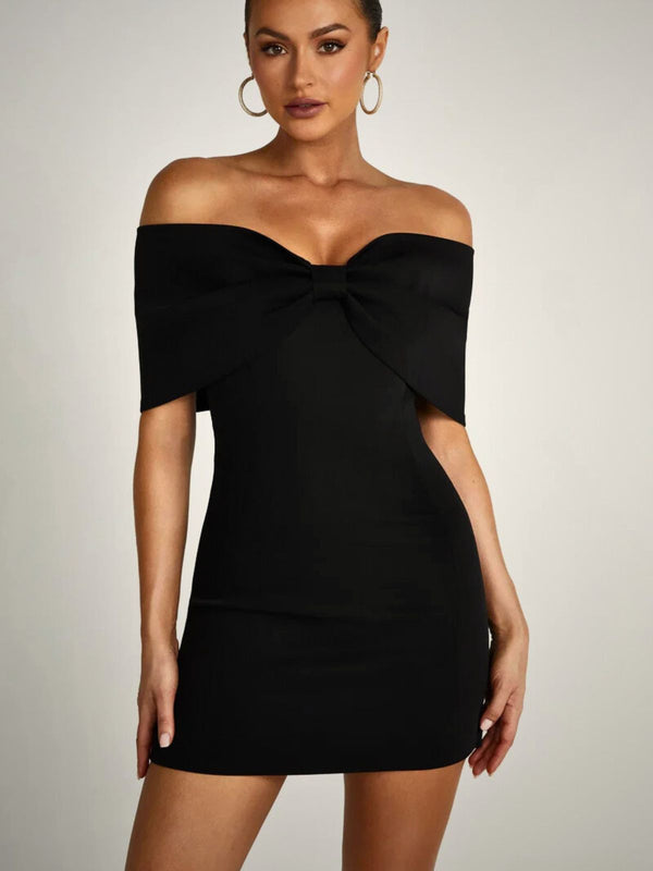 Elegant Off-the-Shoulder Dress with Bow and Perfect Fit