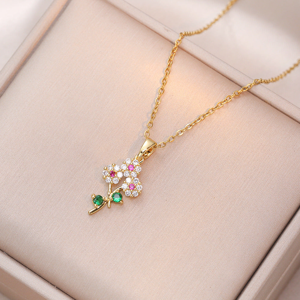 Zirconia Floral Necklace
