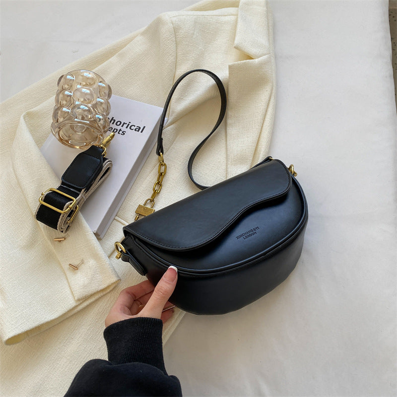PU Shoulder Bag with Wide Strap