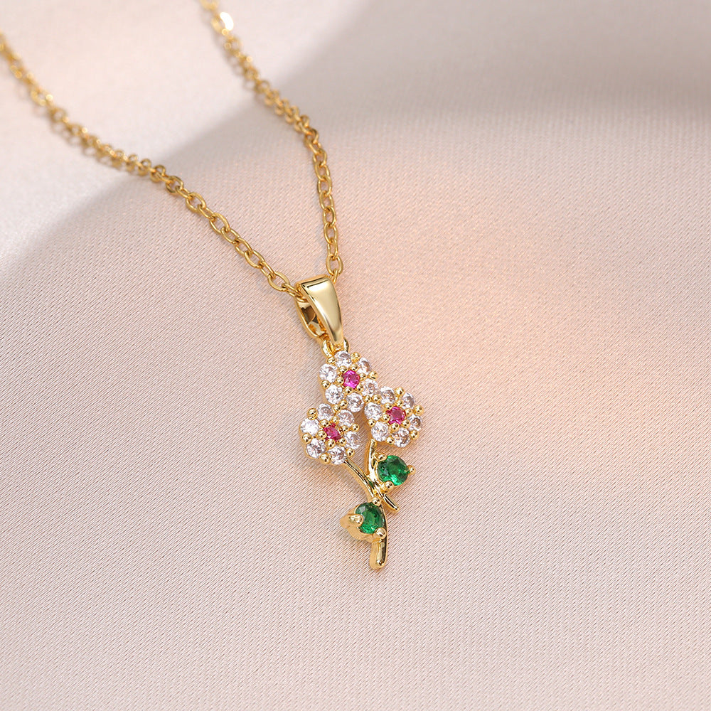 Zirconia Floral Necklace
